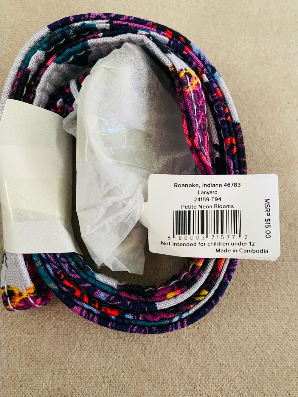 Vera Bradley Lanyard NWT Petite Neon Blooms